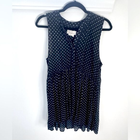 Anthropologie Nia Polka Dot Sleeveless Tunic Top Womens M Babydoll Blouse Preppy - Picture 2 of 7